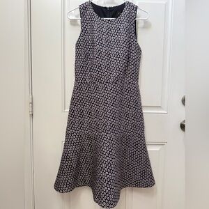 J. Crew Navy and Pink Sleeveless Patterned Dress